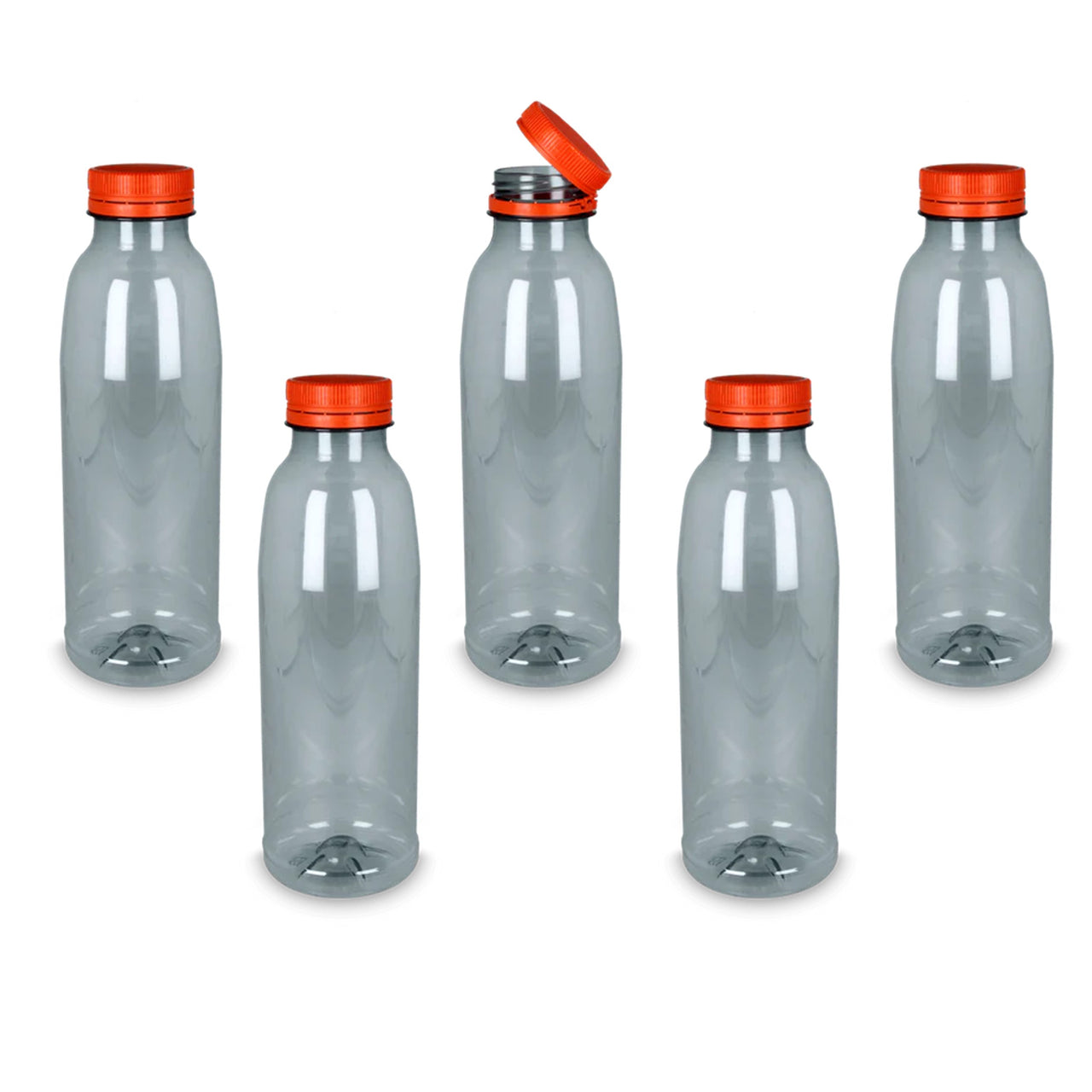 Ariko PET Fles 1000cc - Met Dop - Sapfles - Navulbaar - Smoothie of Verse Sappen - Kunststof BPA Vrij - Transparant - 5 stuks