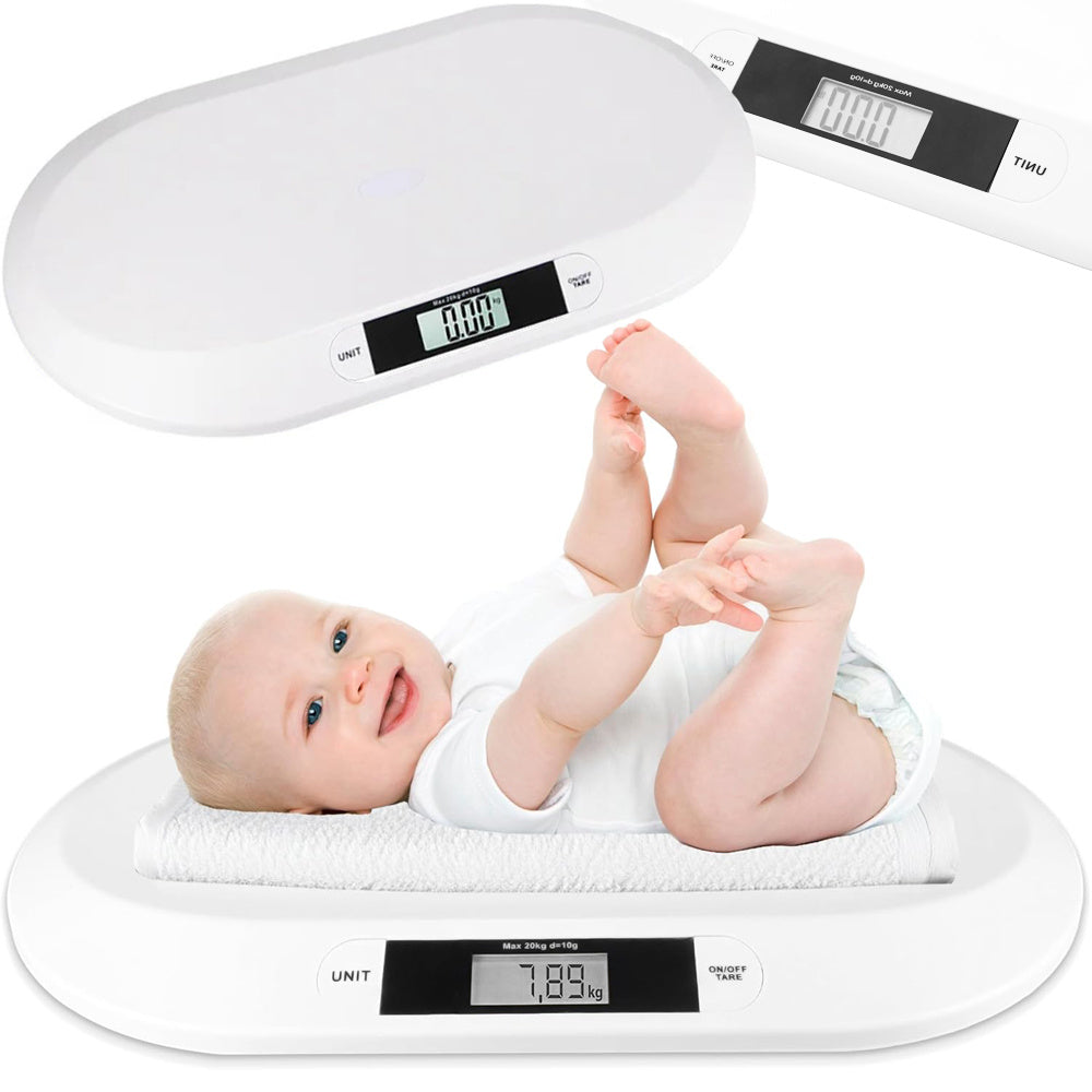 Ariko Baby Weegschaal - Tot 20kg Antislip Nauwkeurig Tot 10 Gram LCD Display Tarrafunctie Automatisch Aan en Uit Inclusief Batterijen - Ook geschikt voor wegen van dieren