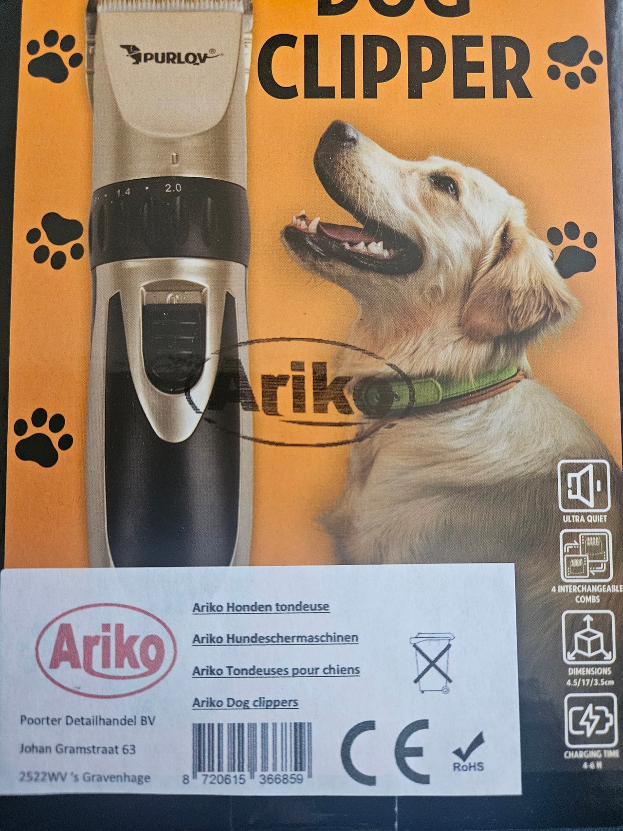 Ariko Honden Tondeuse - Trimmer met 4 Opzetstukken en Borstel - Superstil - 0,8 tot 12 mm - 4 Uur Oplaadtijd