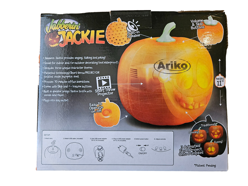 Ariko Geanimeerde Pompoen met Ingebouwde Projector & Speaker Plug'n Play - 70 Minuten Animatie - 3 Unieke Personages - 9 Liedjes - 40 Grappen - Oranje