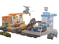 Thumbnail for Ariko Politie Street Convoy Garage en Tankstation - 54 Pcs - 2 Auto's - Helikopter - Zelf in elkaar zetten