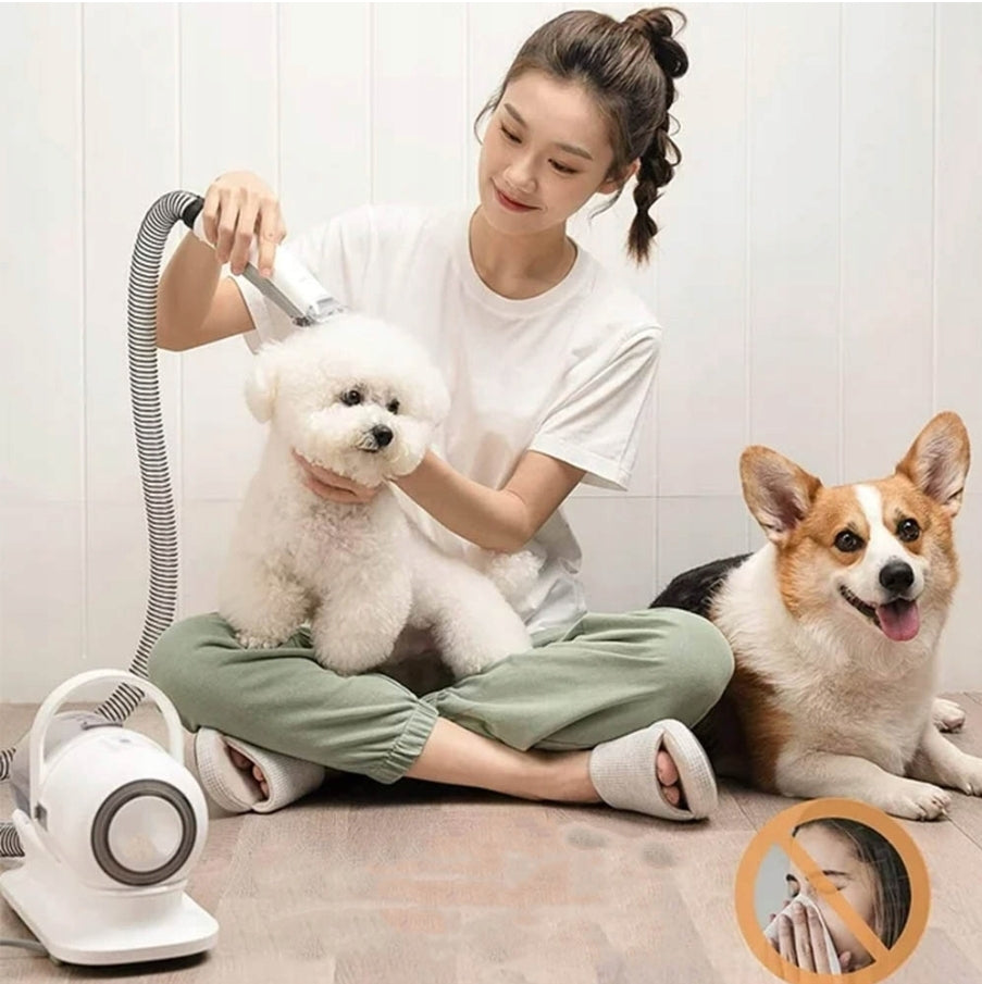 Ariko Professionele Dieren Tondeuse en Verzorgingset - Opzuigsysteem met HEPA filter - 6 Tondeuse Standen - 6 Verzorgingshulpstukken – Voor honden en katten - Opbergplaat