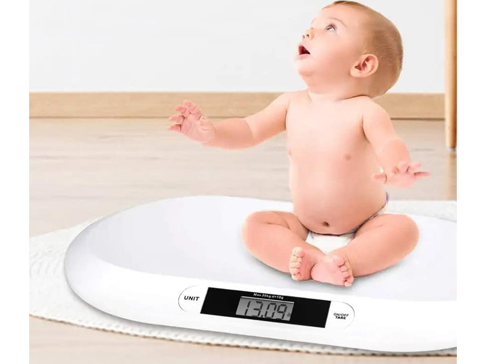 Ariko Baby Weegschaal - Tot 20kg Antislip Nauwkeurig Tot 10 Gram LCD Display Tarrafunctie Automatisch Aan en Uit Inclusief Batterijen - Ook geschikt voor wegen van dieren