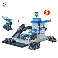 Thumbnail for Ariko Politie Street Convoy Garage en Tankstation - 54 Pcs - 2 Auto's - Helikopter - Zelf in elkaar zetten