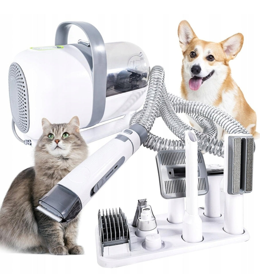 Ariko Professionele Dieren Tondeuse en Verzorgingset - Opzuigsysteem met HEPA filter - 6 Tondeuse Standen - 6 Verzorgingshulpstukken – Voor honden en katten - Opbergplaat