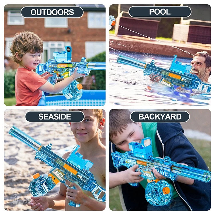 Ariko Elektrisch Waterpistool Met Accu - 10 Meter Bereik - Licht En Geluidseffecten - 350ml Tank - Blauw