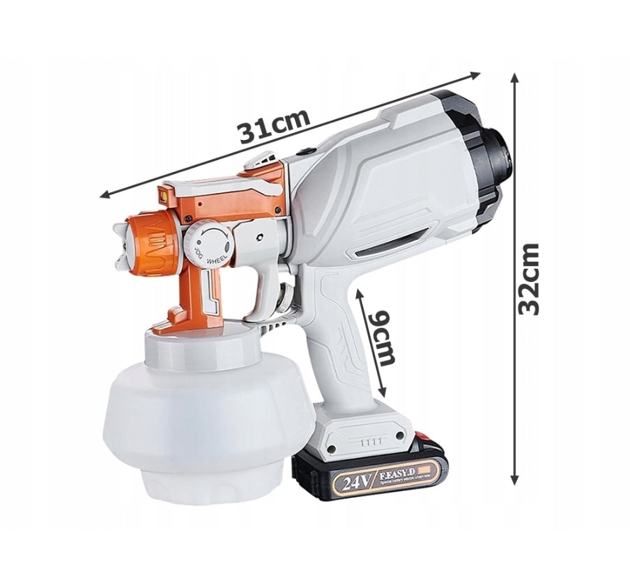 Ariko Draadloos Verfpistool - 24V 2000mAh Accu - 3 Nozzles - 600ml per Minuut - 1200ml Reservoir - Led Verlichting