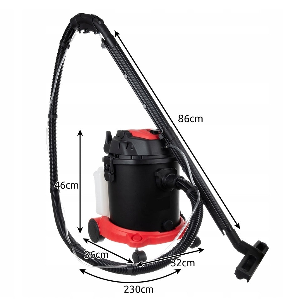 Ariko Industriële Wasstofzuiger 1600W - 3 In 1 Tapijtreiniger - 20 Liter - Was & Blaasfunctie - 6 Mondstukken - 5.5 Liter Schoonwater 3.5 Liter Wasmiddelreservoir