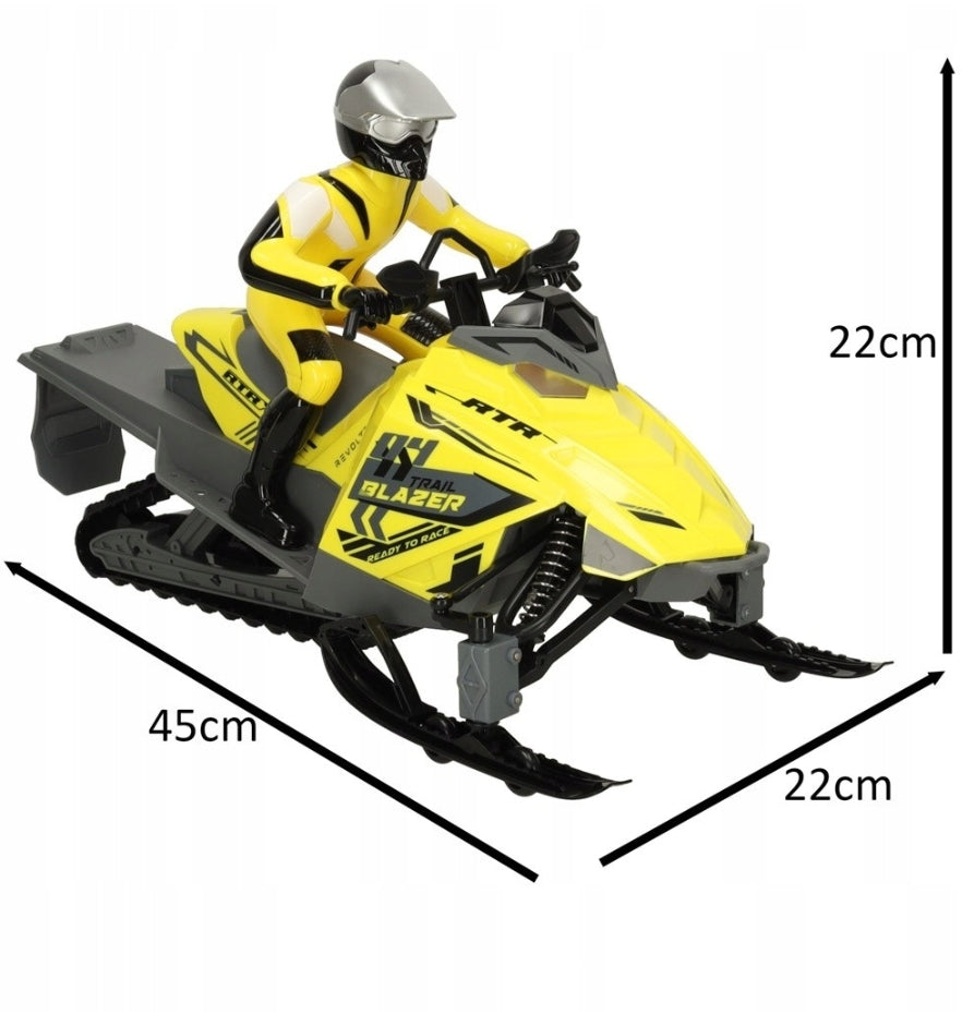 Ariko XXL Afstand Bedienbare Robuste Sneeuwscooter - 50 Meter Bereik - 60 Minuten Speeltijd - Inclusief Sneeuwski en Ski Met Wieltjes - Geel