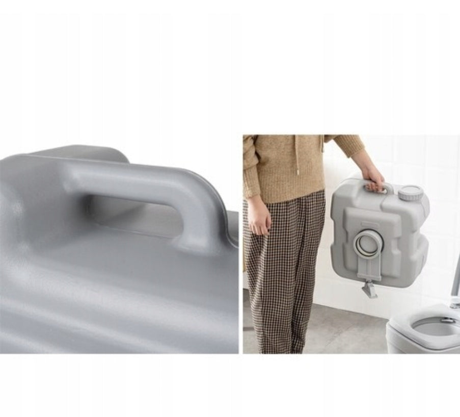 Ariko Draagbaar Mobiel Toilet - Compact 20 Liter Licht Gewicht Sterk Tot Wel 150kg - Kampeer toilet - Grijs