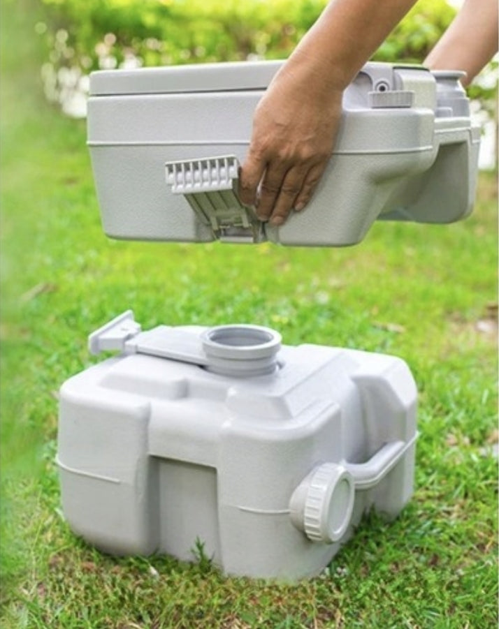 Ariko Draagbaar Mobiel Toilet - Compact 20 Liter Licht Gewicht Sterk Tot Wel 150kg - Kampeer toilet - Grijs