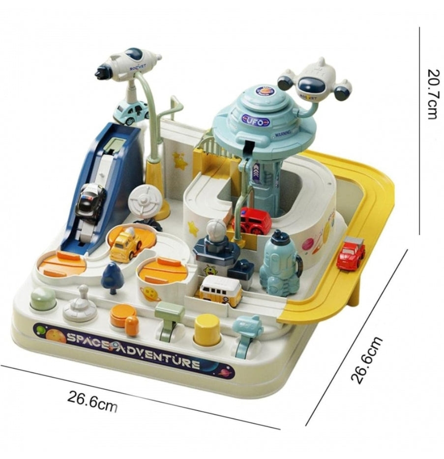 Ariko autostad Space XL - Ruimtevaart - 4 auto's - Tillende vliegende schotel - werkt zonder batterijen - Mechanische Racebaan