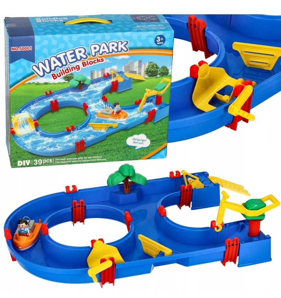 Ariko Waterpark Tuinspeelgoed - Waterbaan - 39-Delig - Met Kraan, Boot, Poppetje En Nog Veel Meer - Multikleurig