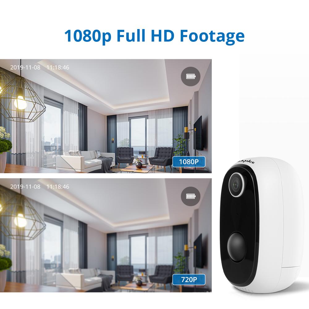 Sannce Slimme WiFi waterbestendige IP-binnen / buitencamera (Full-HD 2mp, SD, IR+2-weg audio), Draadloos met ingebouwde accu, standby voor 5 maanden