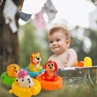 Thumbnail for <tc>Ariko</tc> Bath toys, loose animals in life buoy - Rubber duck - lion - cow - monkey - dog