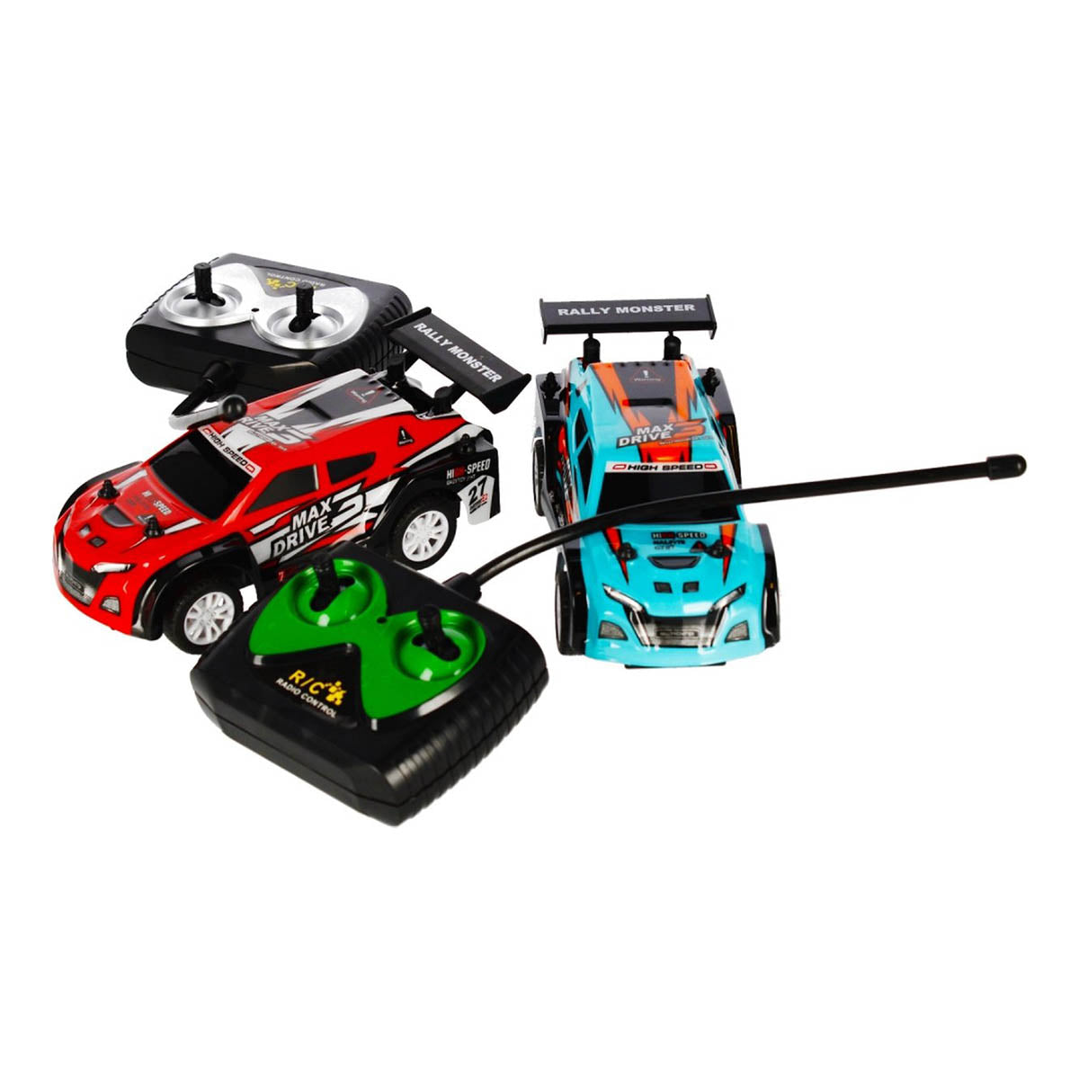 Ariko RC Rally cars - deux voitures RC avec télécommande - 8 piles Philips AA incluses